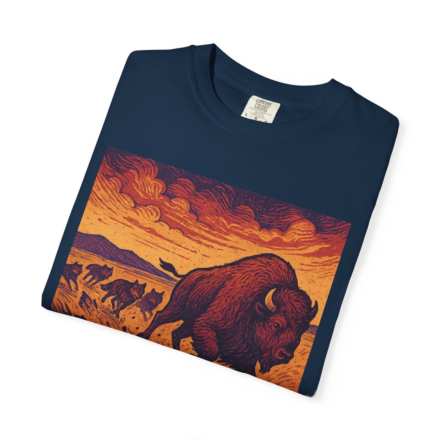 Bison Hunt Wolf Pack | Graphic Wolf Shirt