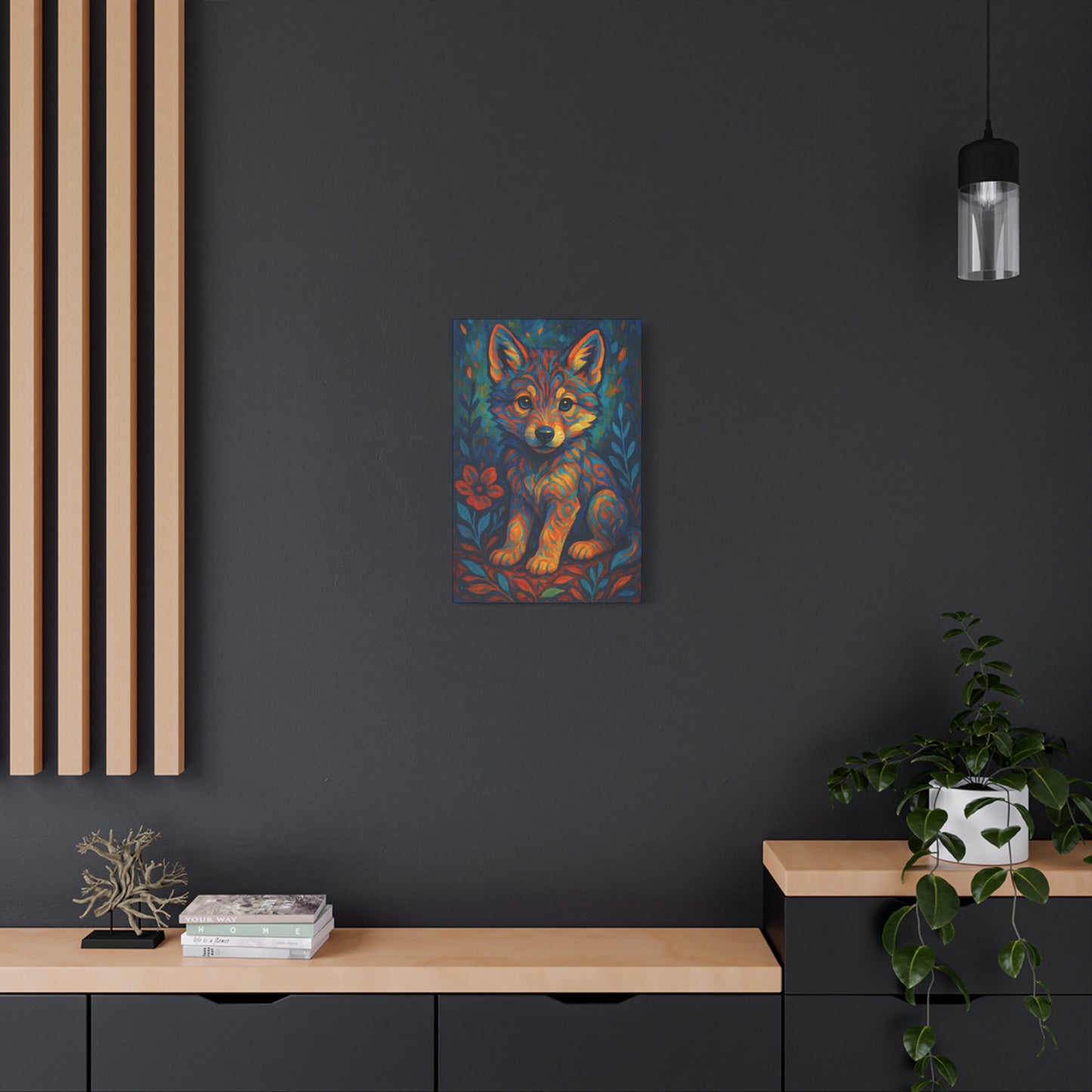 Twilight Bloom Pup | Nature Wolf Canvas Wall Art