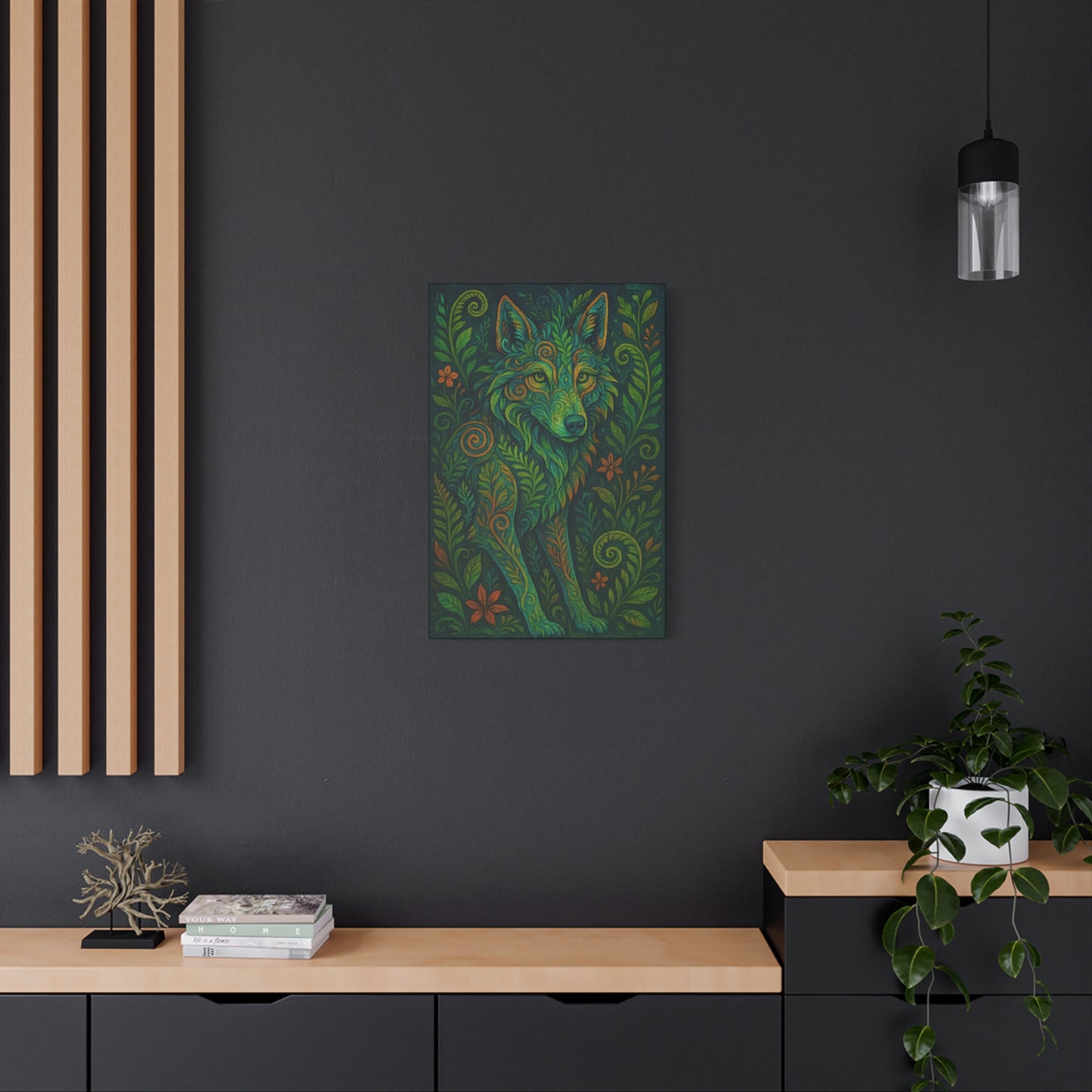 Verdantveil Wolf | Nature Wolf Canvas Wall Art
