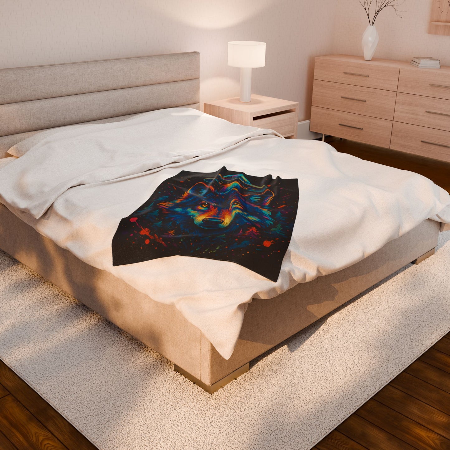 Cosmic Signal Wolf | Velveteen Plush Blanket