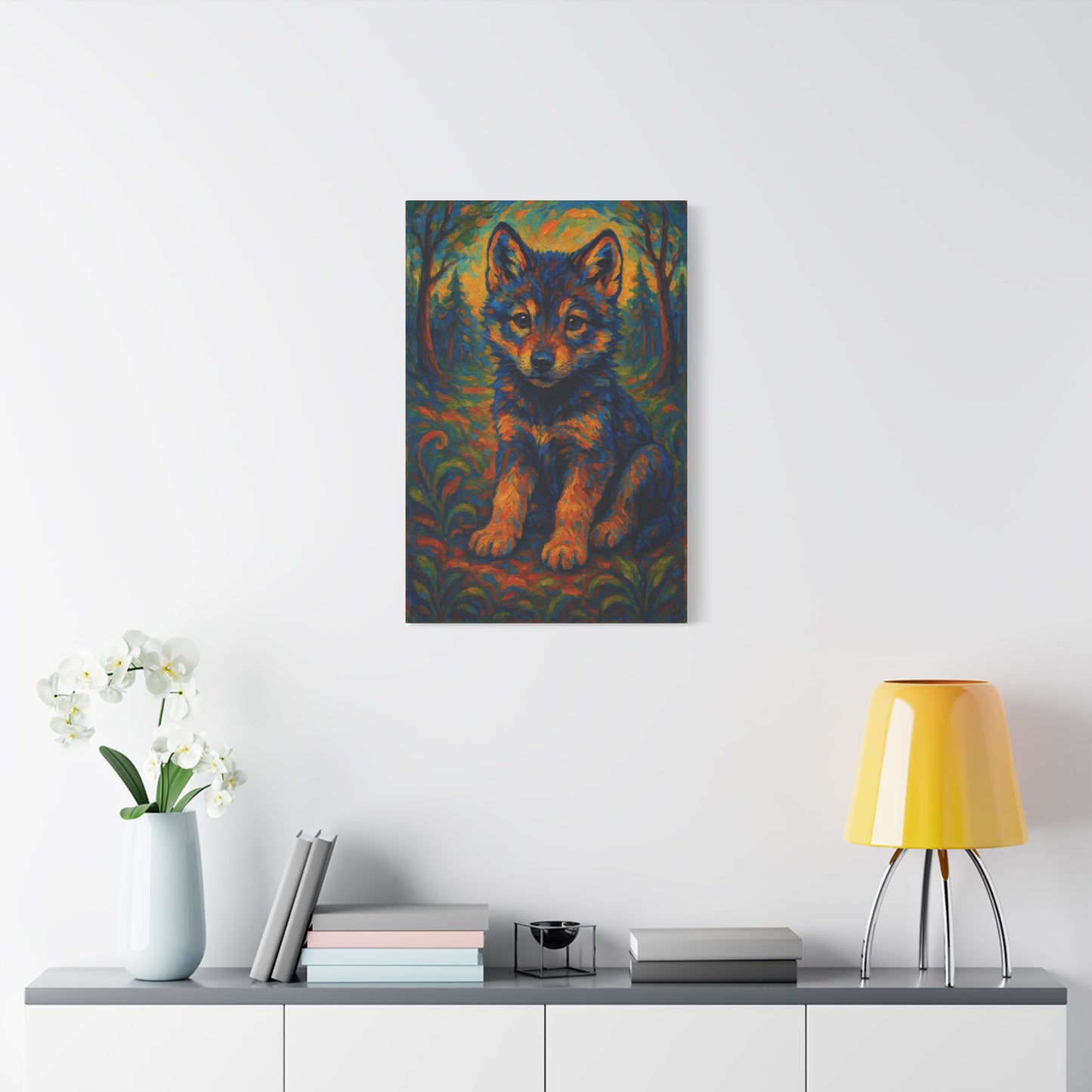 Sprigpaw Wolf Pup | Nature Wolf Canvas Wall Art