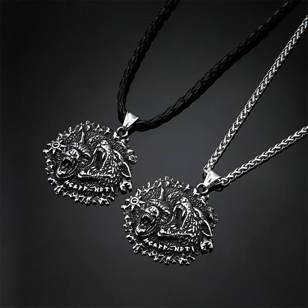 Odin’s Wolves Necklace – Geri & Freki Viking Amulet
