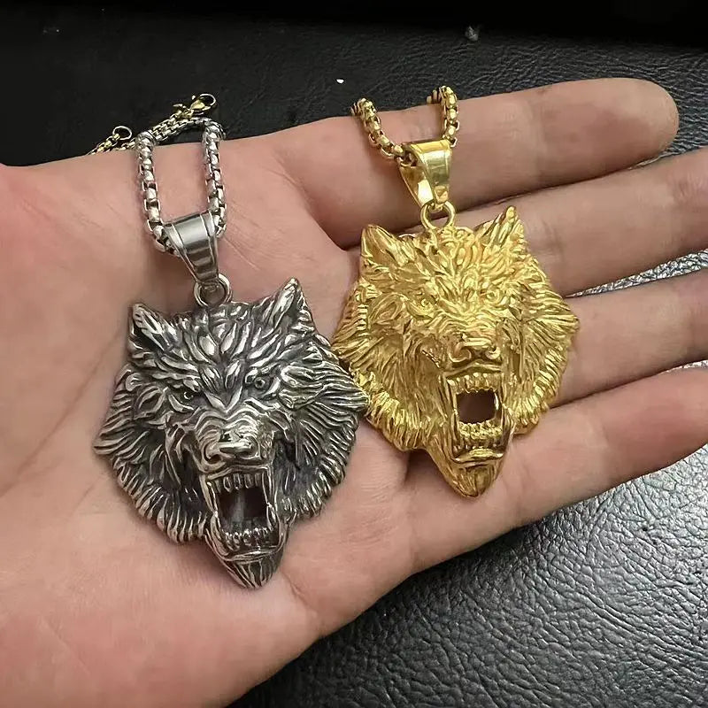 Bling Alpha Pendant | Gold or Silver Wolf Head Necklace