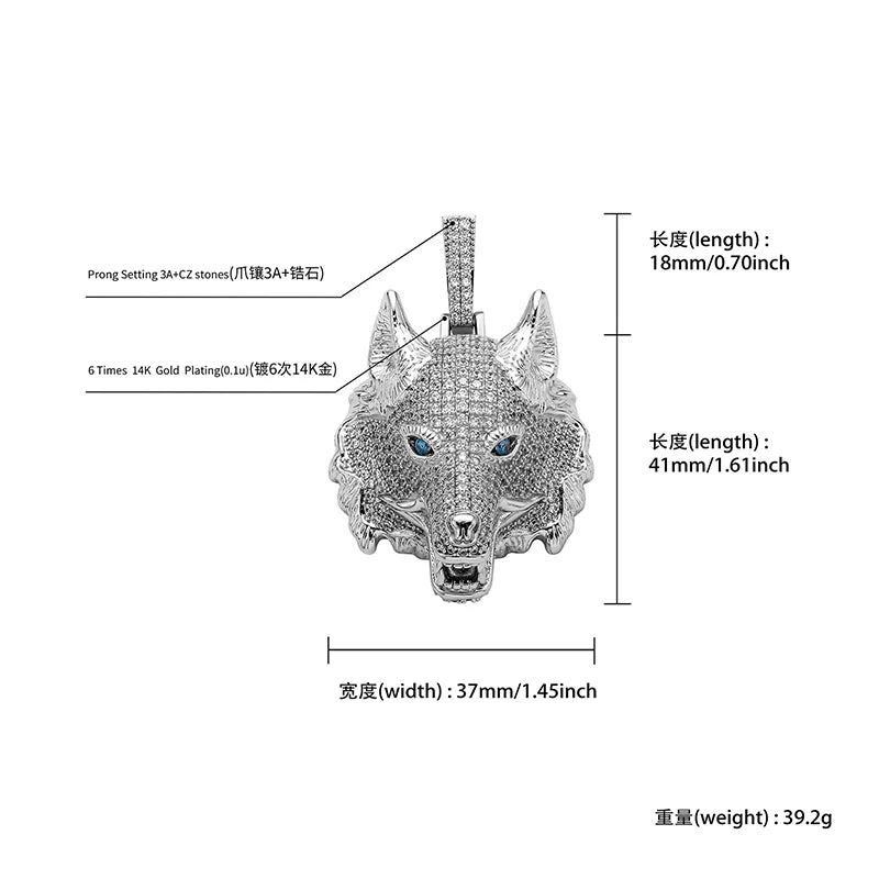 Iced Alpha Pendant – Bling Wolf Head Necklace