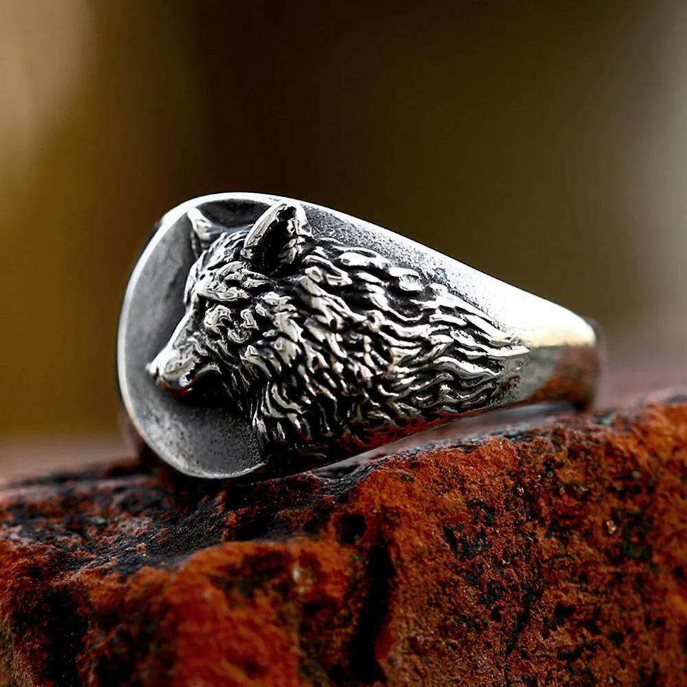 Frostfang Ring | Solid Stainless Steel Viking Wolf Head