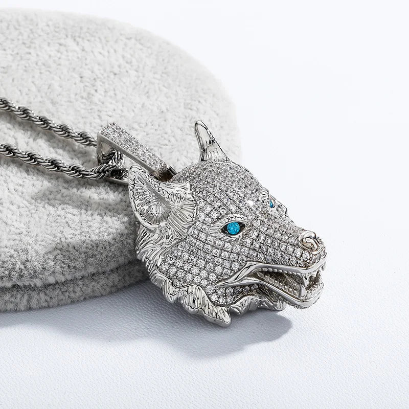 Iced Alpha Pendant – Bling Wolf Head Necklace