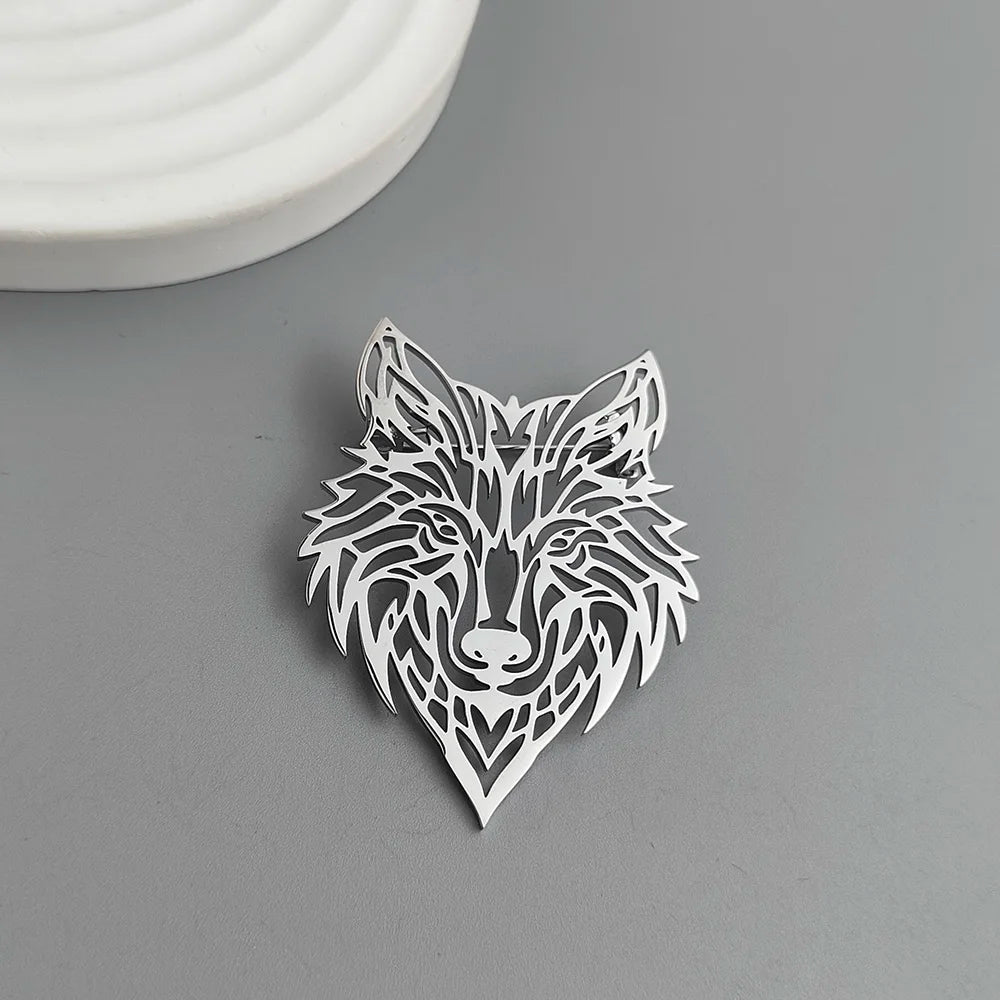 Gold Howl Brooch – 18K Plated Hollow Wolf Head Pin