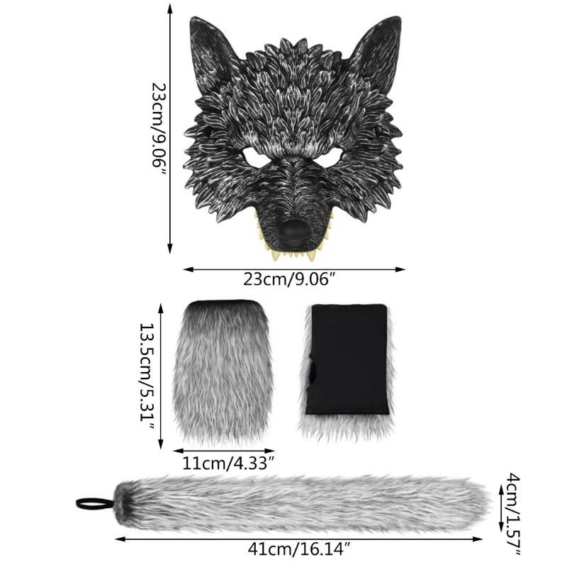 Wildform Wolf Set | Mask, Gloves & Tail Costume Kit