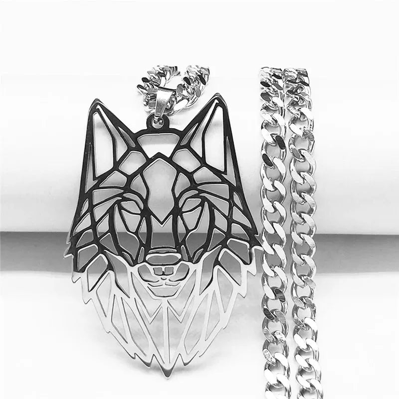 Silver Wolf Pendant – Unisex Stainless Steel Necklace