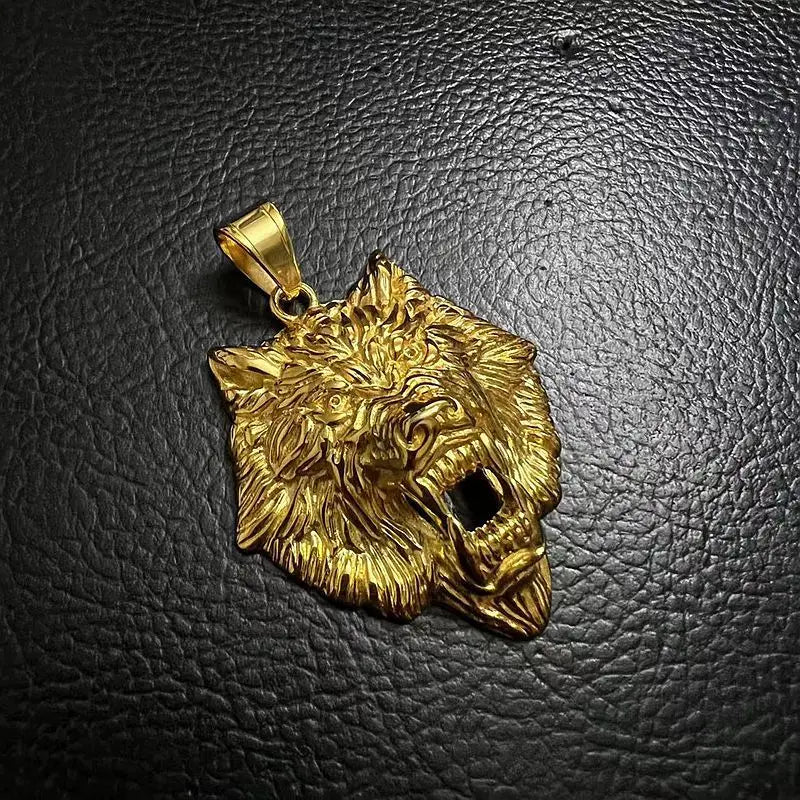 Bling Alpha Pendant | Gold or Silver Wolf Head Necklace