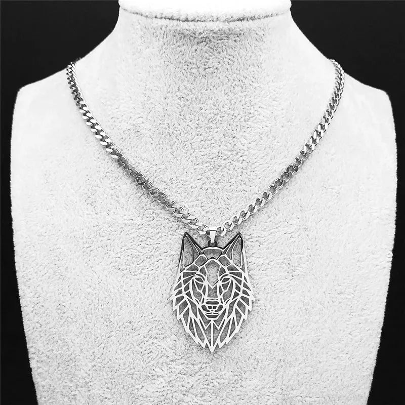 Silver Wolf Pendant – Unisex Stainless Steel Necklace