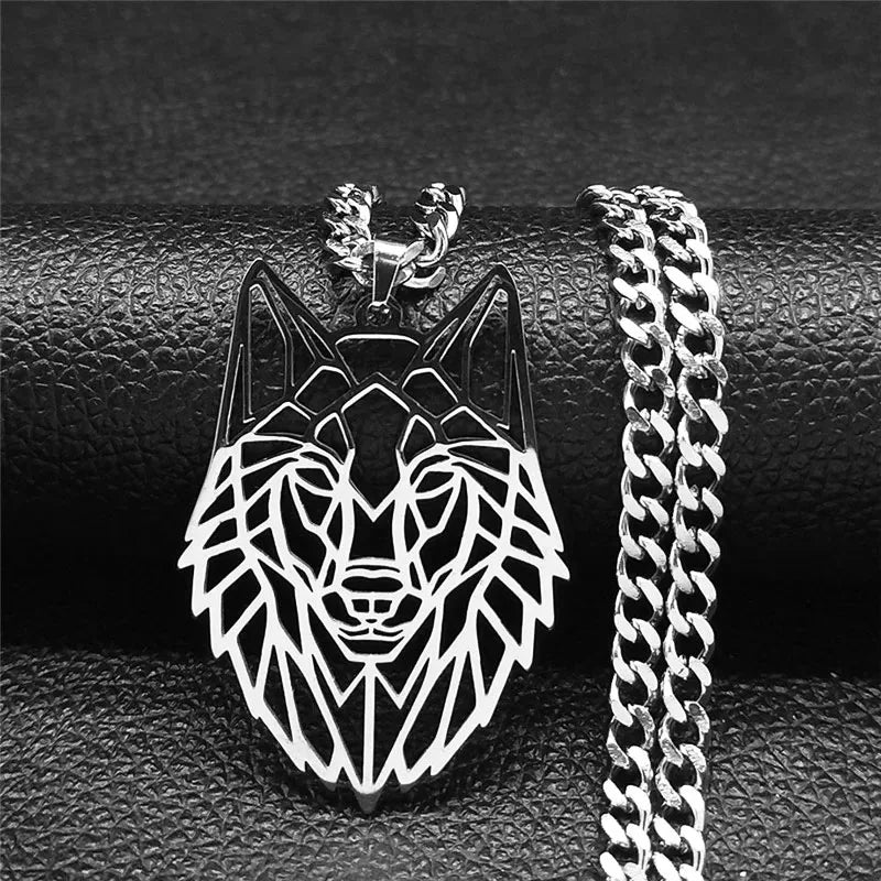 Silver Wolf Pendant – Unisex Stainless Steel Necklace