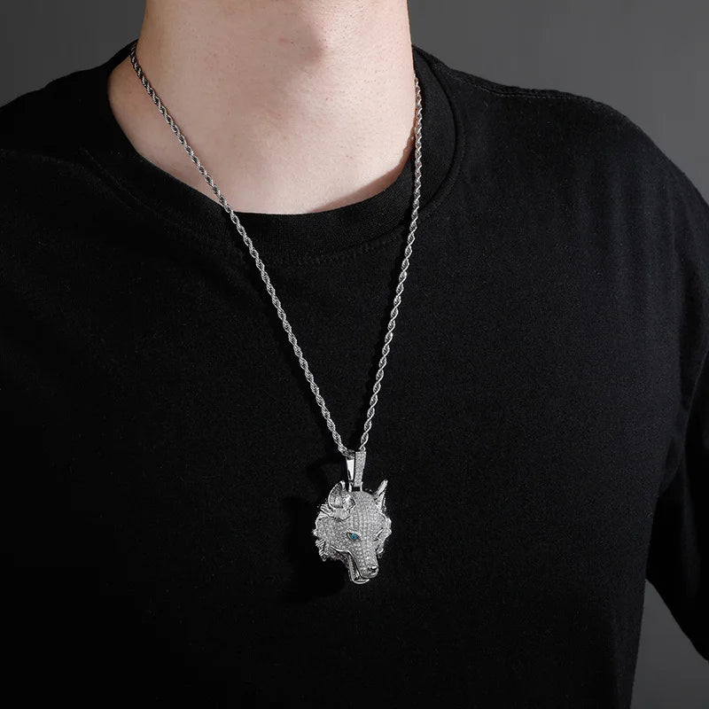Iced Alpha Pendant – Bling Wolf Head Necklace