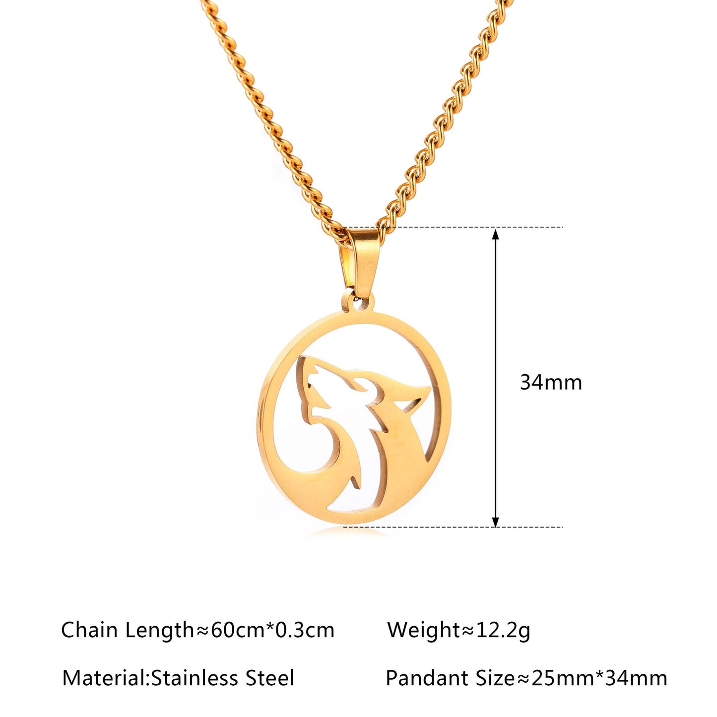 Mooncall | Stainless Steel Wolf Pendant