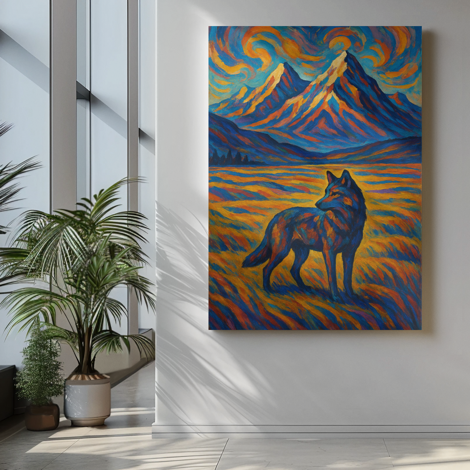 Wolf Art Decor Painting Canvas Nature Lover Den