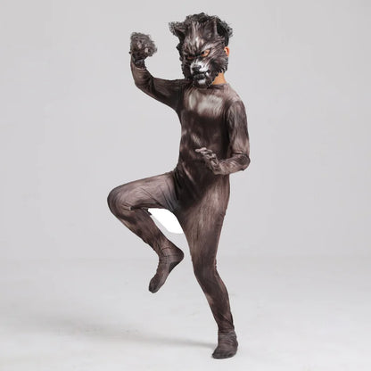 Howlborn Werewolf Costume Set | 3D Mask & Jumpsuit Cosplay Outfit for Kids & Adults