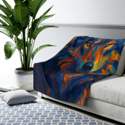 Cindercrest Wolf | Nature Wolf Large Sherpa Blanket