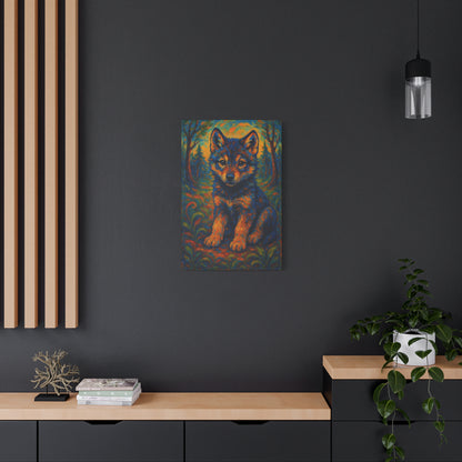 Sprigpaw Wolf Pup | Nature Wolf Canvas Wall Art