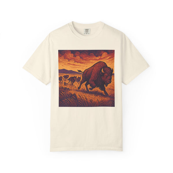 Bison Hunt Wolf Pack | Graphic Wolf Shirt