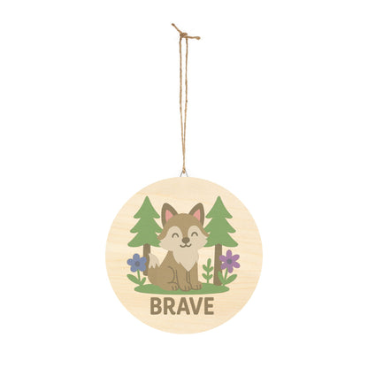 "Brave Sign" - Baby Wolf Sign | Baltic Birch Wall Decor