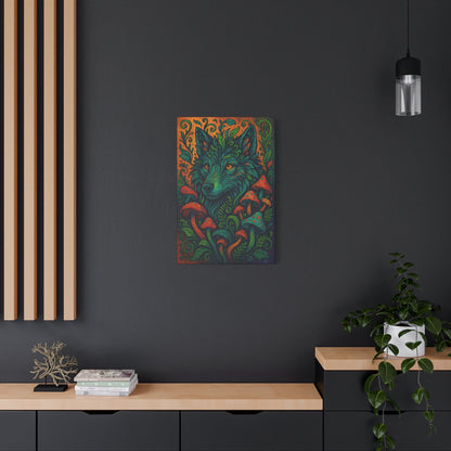 Shroomshade Wolf | Nature Wolf Canvas Wall Art