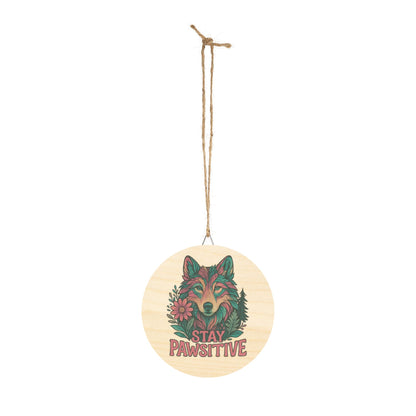 "Stay Pawsitive" Wolf Sign | Baltic Birch Wall Decor