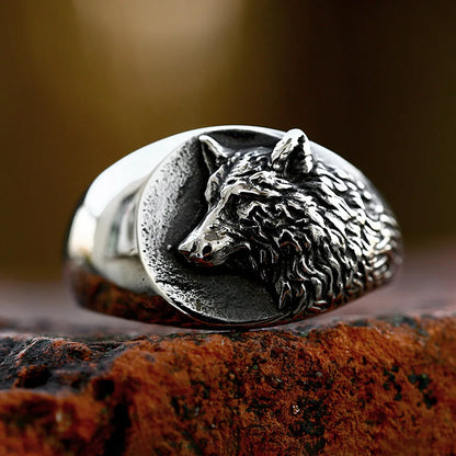 Frostfang Ring | Solid Stainless Steel Viking Wolf Head