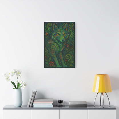 Verdantveil Wolf | Nature Wolf Canvas Wall Art