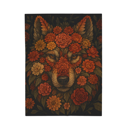 Wildflower Wolf | Velveteen Plush Blanket