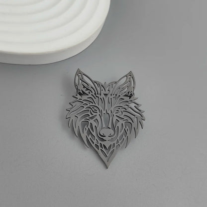 Gold Howl Brooch – 18K Plated Hollow Wolf Head Pin