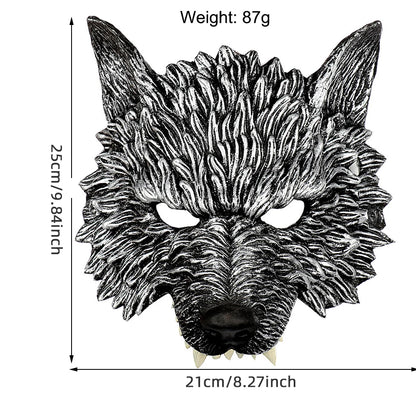 Greyfang Half Wolf Mask | 3D Halloween Masquerade Cosplay Headdress for Adults
