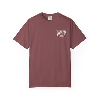 Maroon t-shirt with 'TheNatureWolf.com' logo on a white background