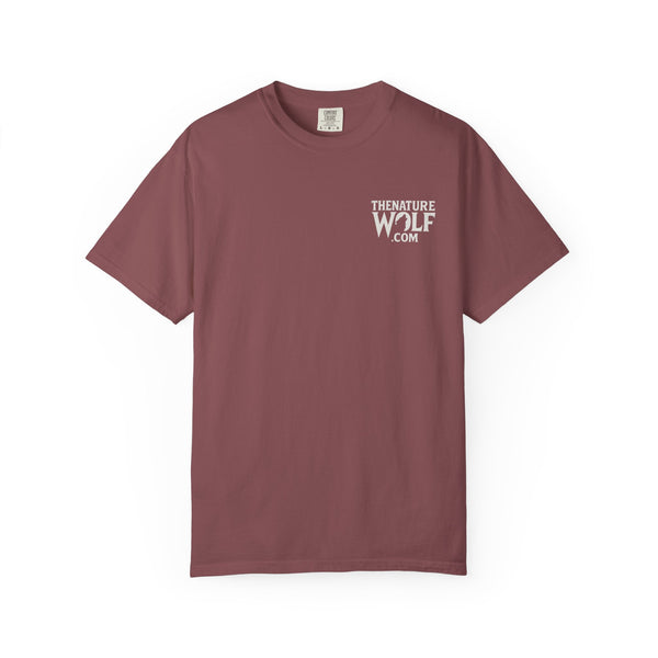 Maroon t-shirt with 'TheNatureWolf.com' logo on a white background