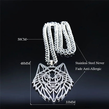 Silver Wolf Pendant – Unisex Stainless Steel Necklace