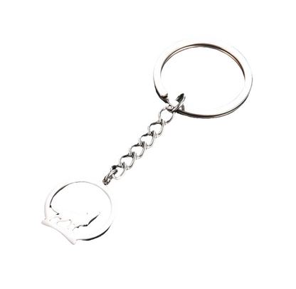 Silver Wolf Emblem Keychain | Stainless Steel Round Pendant