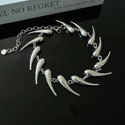Ironfang Choker – Stainless Steel Rivet Chain with Wolf Tooth Detail