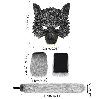 Wildform Wolf Set | Mask, Gloves & Tail Costume Kit