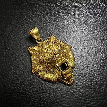 Bling Alpha Pendant | Gold or Silver Wolf Head Necklace
