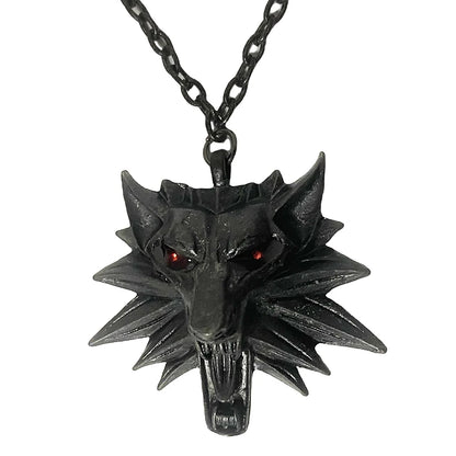 Wizard Wolf Medallion – Pendant Necklace with Red or Black Eyes