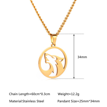 Mooncall | Stainless Steel Wolf Pendant